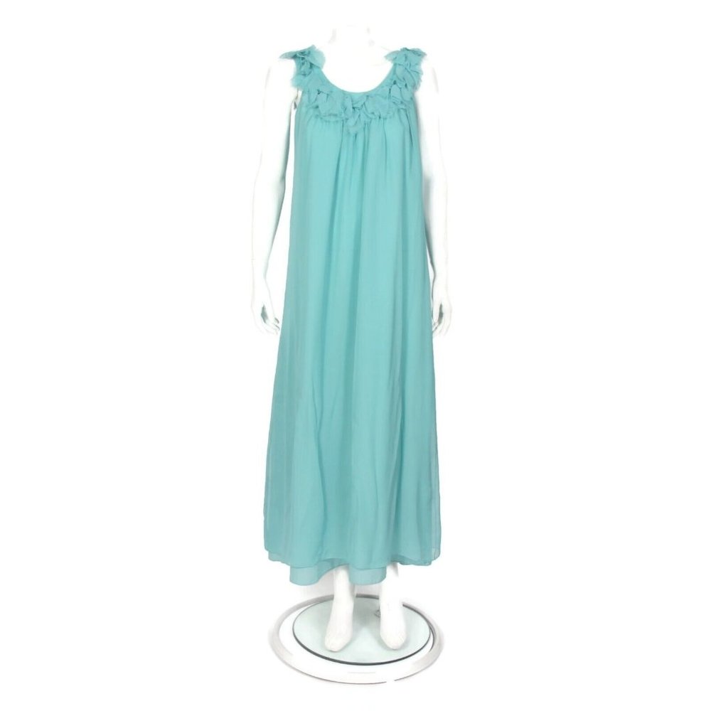 CAROL HANNAH Beautiful Silk Green Sleeveless Maxi Dress USA sz 4 /637